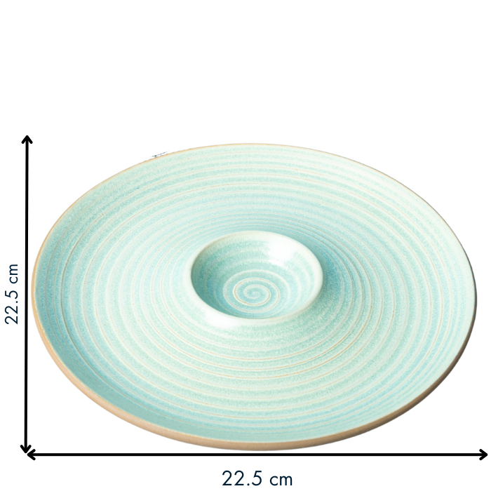 Green Color Chip and Dip Platter with Spiral Design