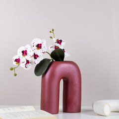 Pink Color Ceramic Vase with Two Legs