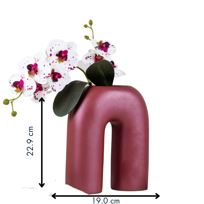 Pink Color Ceramic Vase with Two Legs