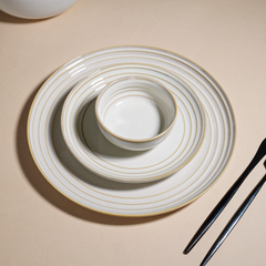 Classic Ivory Ceramic Dinner Set of 26 with Soup Bowls