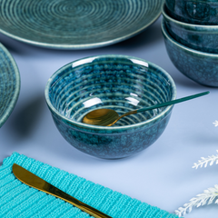 Blue Color Spiral Dinner Set - Set of 12