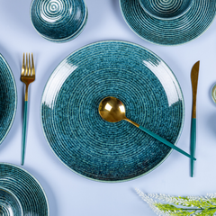 Blue Color Spiral Dinner Set - Set of 8