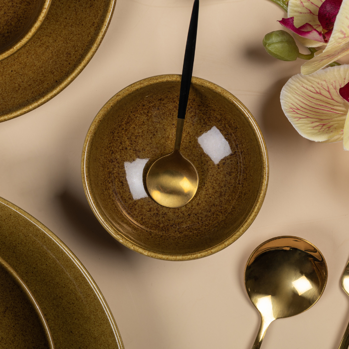 Golden Color Dinner Set - Set of 13