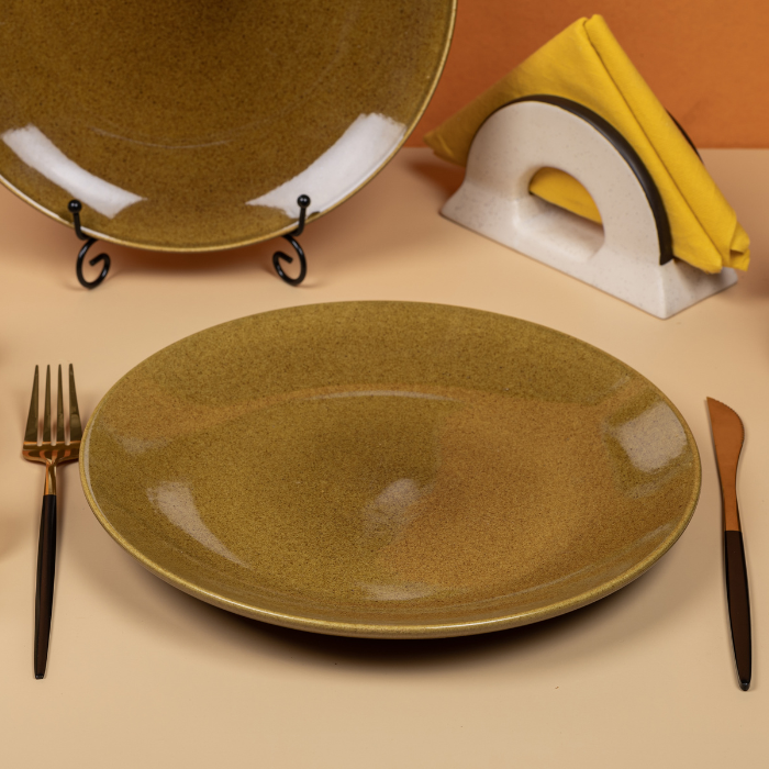 Golden Color Dinner Set - Set of 12