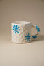 Smiley Daisy Hand-Painted Textured Mug – Blue