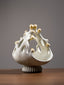 White Coral Sculptural Bowl with Gold Accents