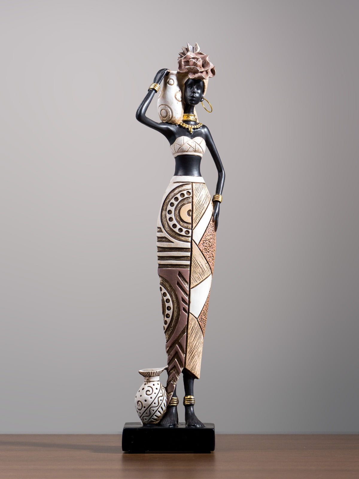 African Tribal Woman Figurine – Vase on Shoulder Sculpture