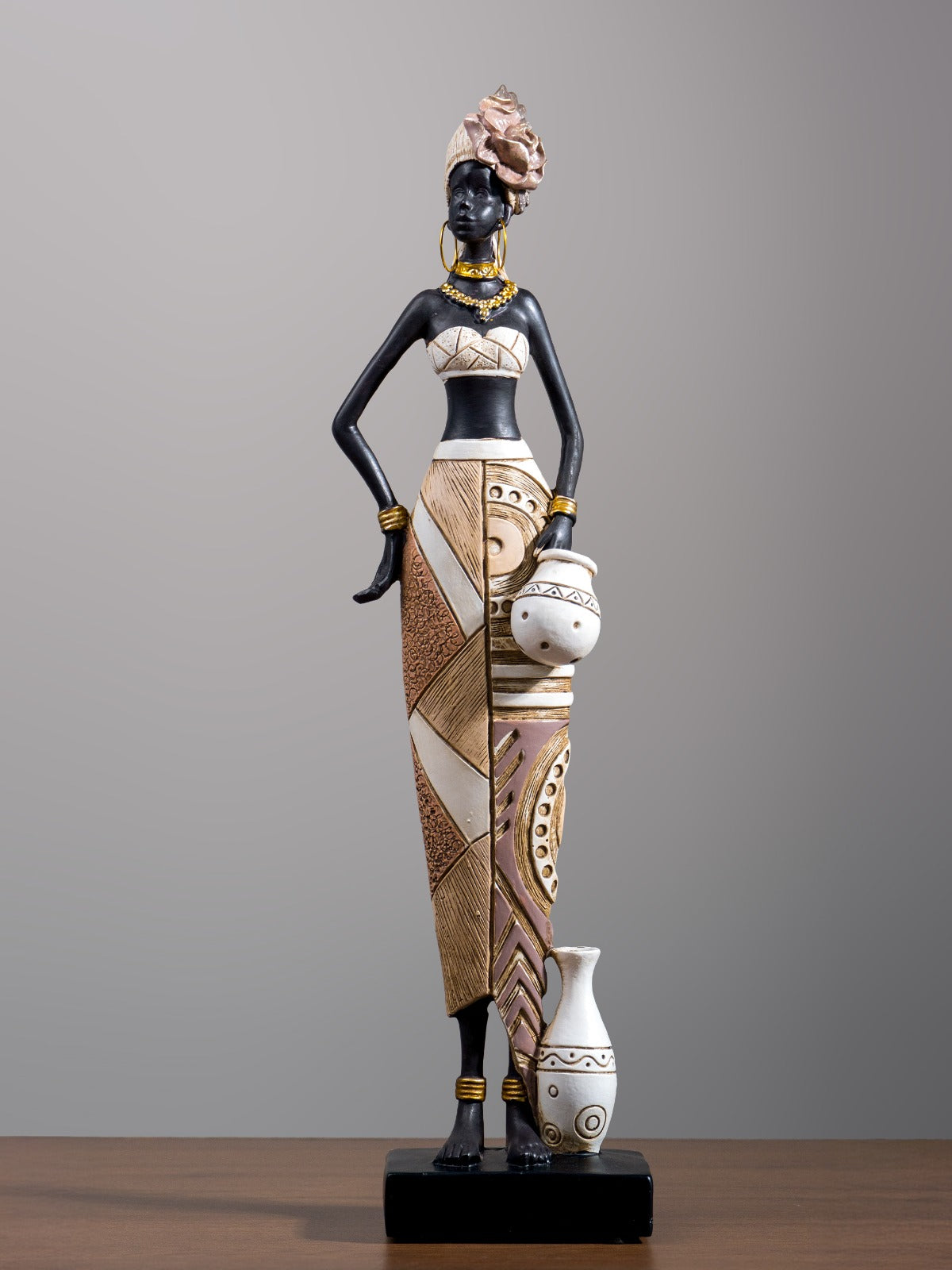 African Tribal Woman Figurine – Vase at Hip Sculpture