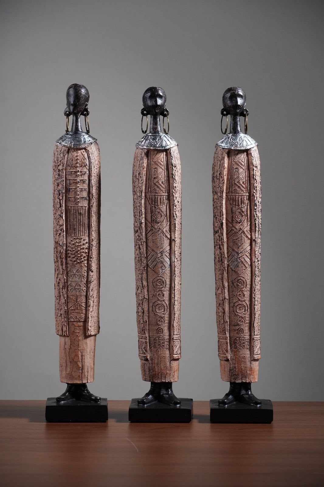 Elongated Tribal Figure Sculpture Set