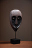 Tribal Wood-Look Mask Sculpture – Elongated Oval Face Statue