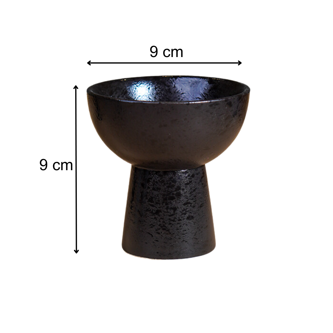 Black Pedestal Ceramic Bowls Set of 4