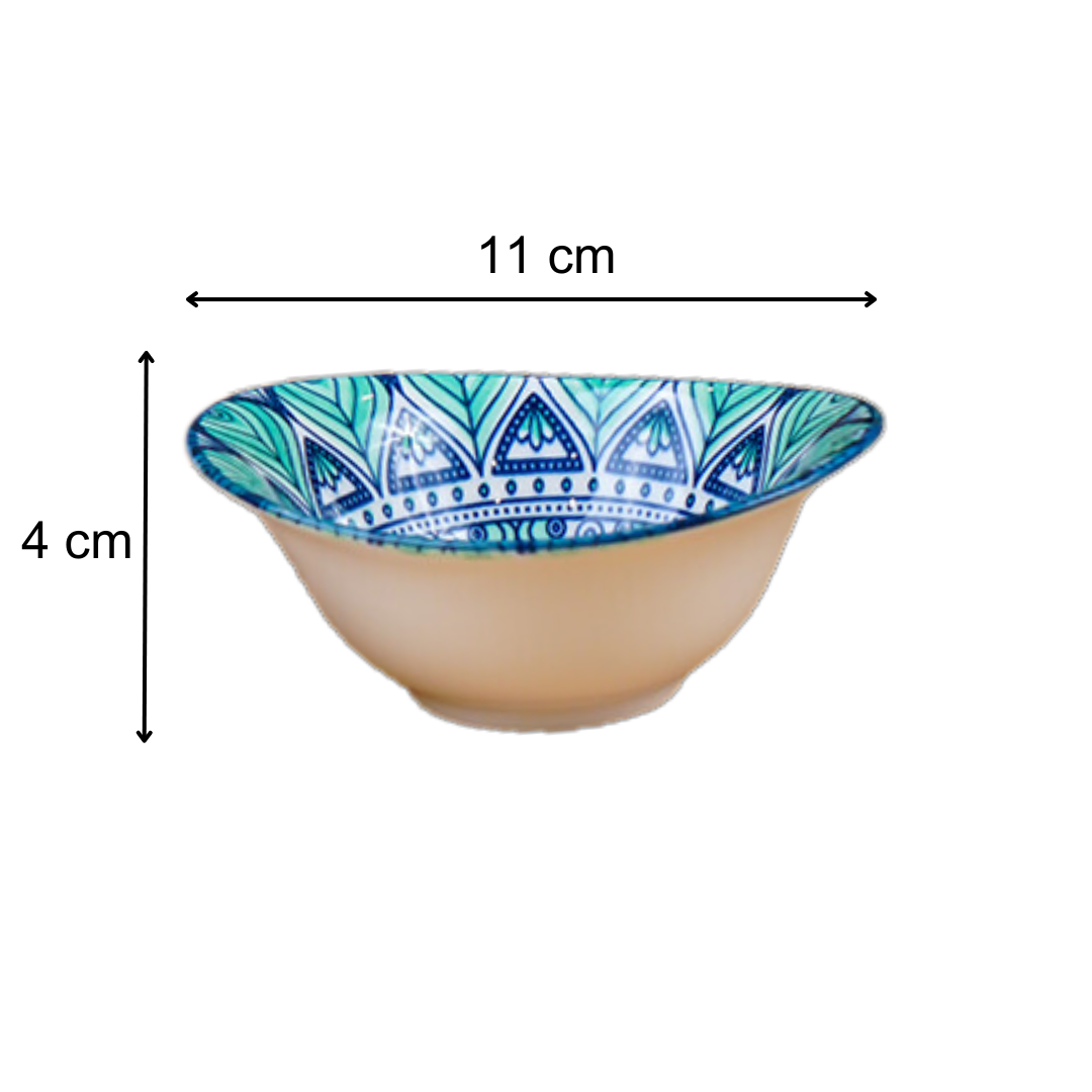 Blue & Teal Lotus Long Ceramic Bowls Set of 3