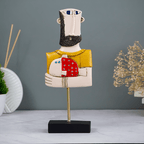 Abstract Bearded Man Sculpture with Red Polka Dot Fish - The Golden Theory
