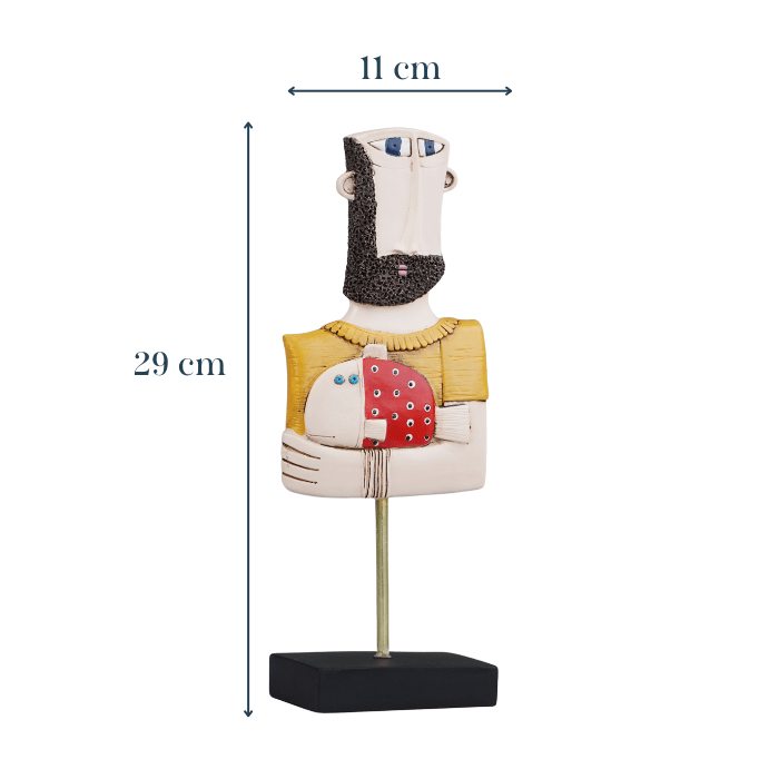 Abstract Bearded Man Sculpture with Red Polka Dot Fish - The Golden Theory