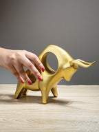 Abstract Bull Sculpture Locking Horns - The Golden Theory