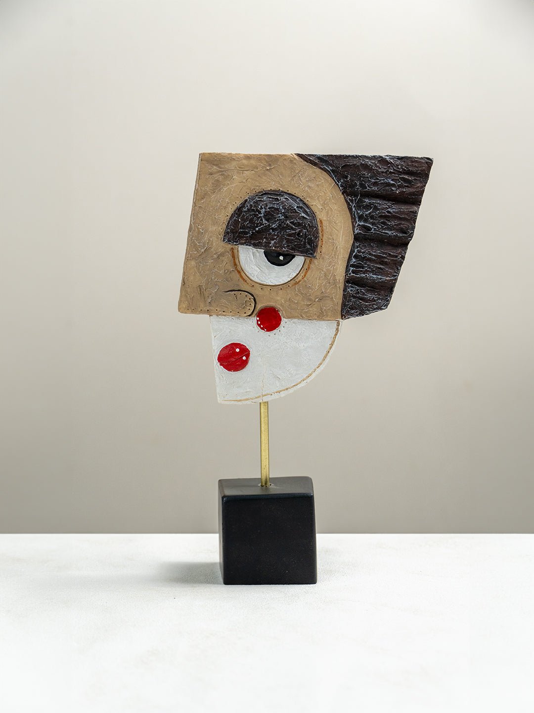 Abstract Cubist Face Sculpture - The Golden Theory