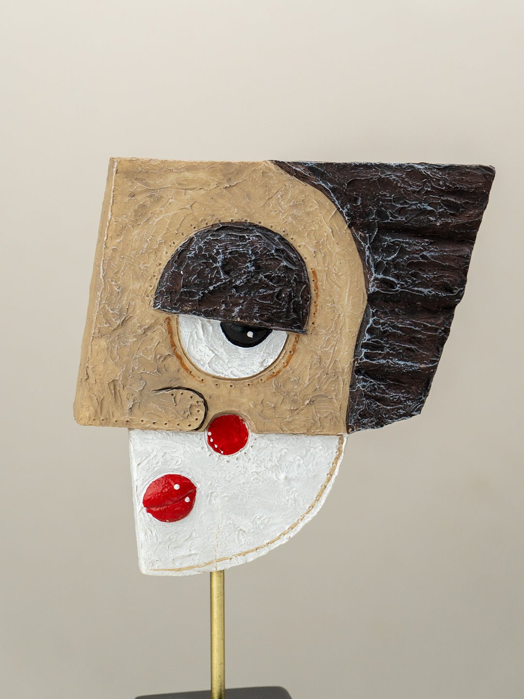 Abstract Cubist Face Sculpture - The Golden Theory