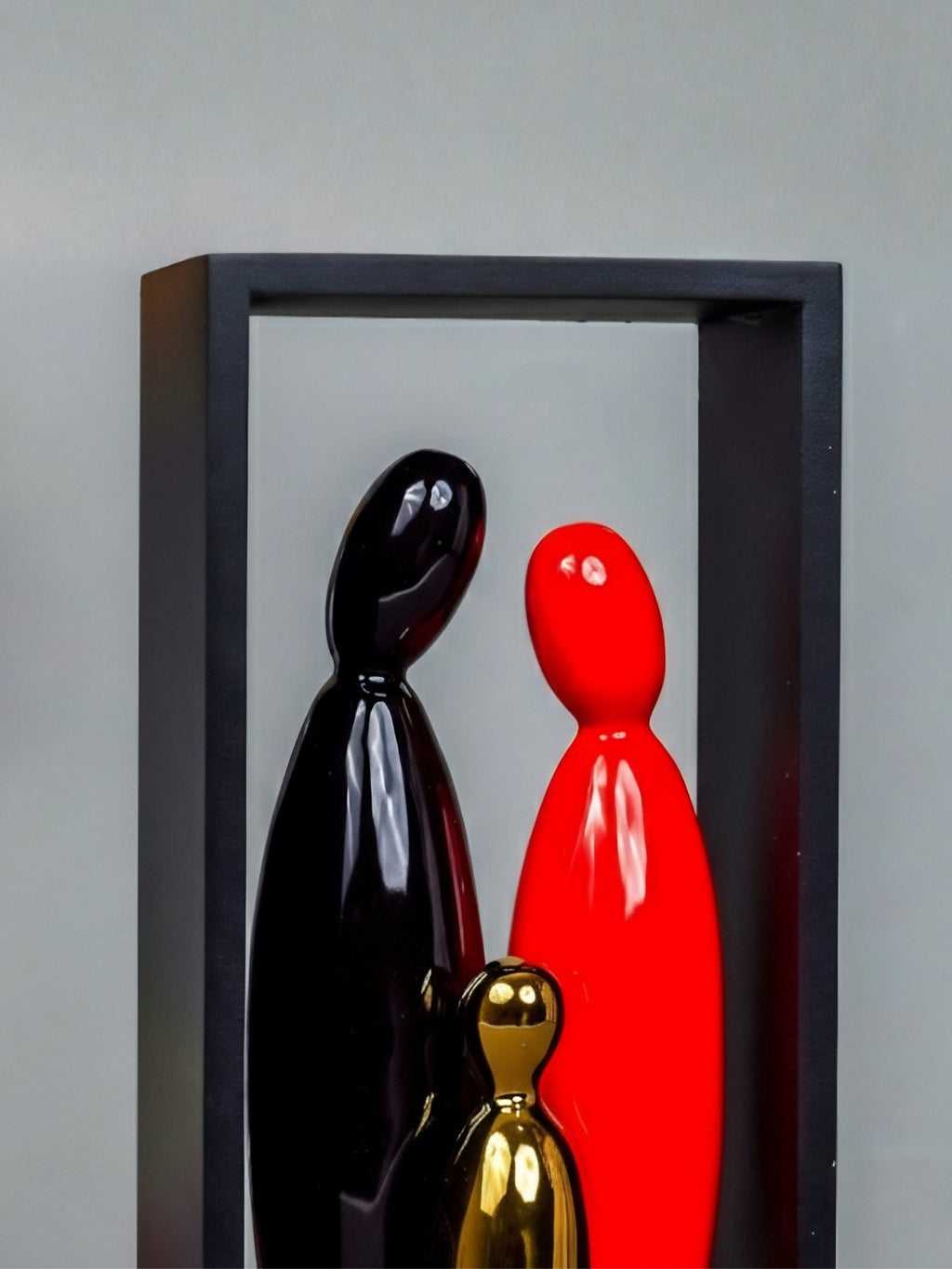 Abstract Family Sculpture with Geometric Frame - The Golden Theory