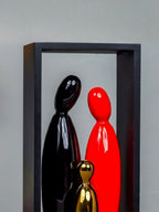 Abstract Family Sculpture with Geometric Frame - The Golden Theory