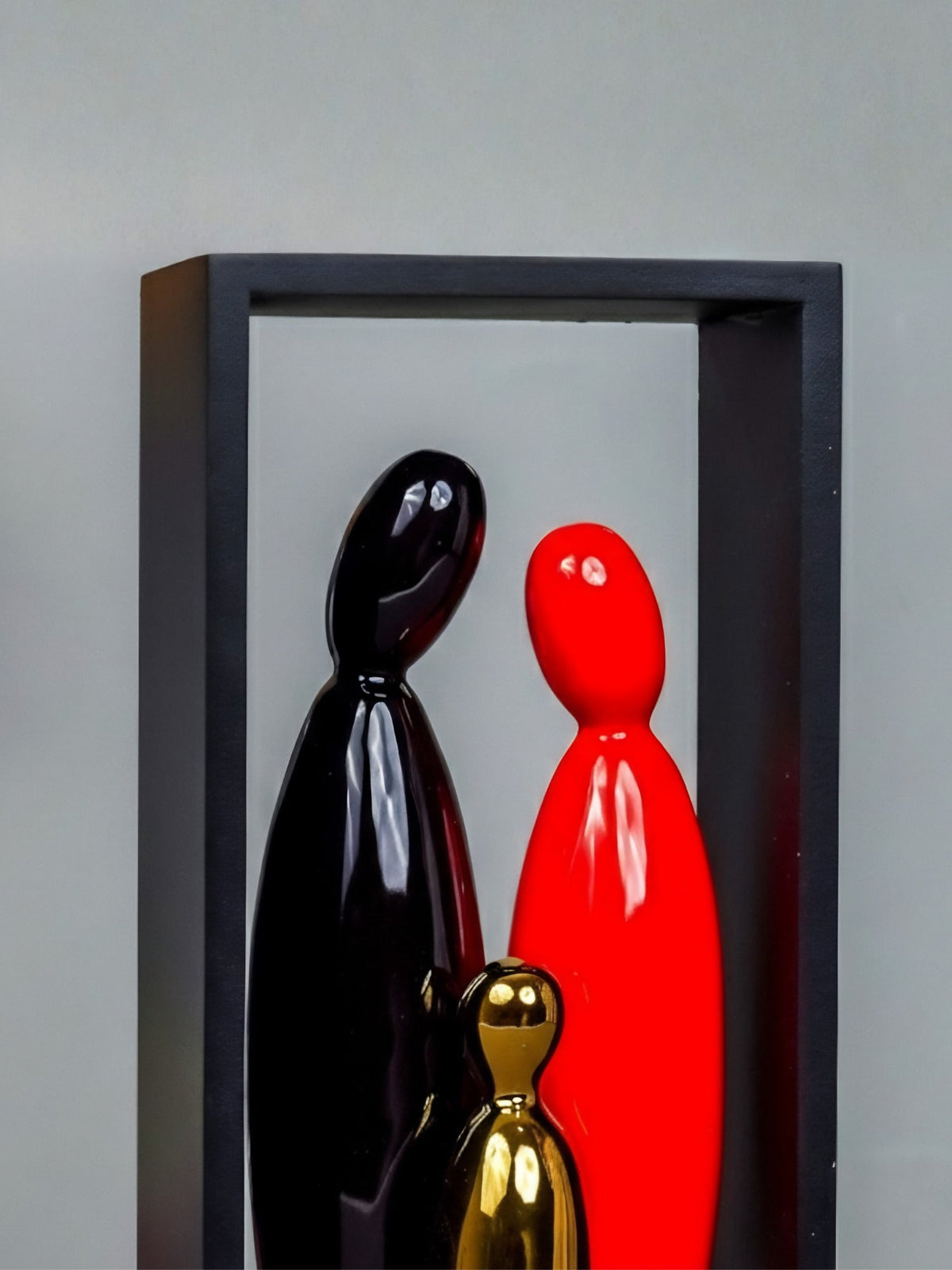 Abstract Family Sculpture with Geometric Frame - The Golden Theory