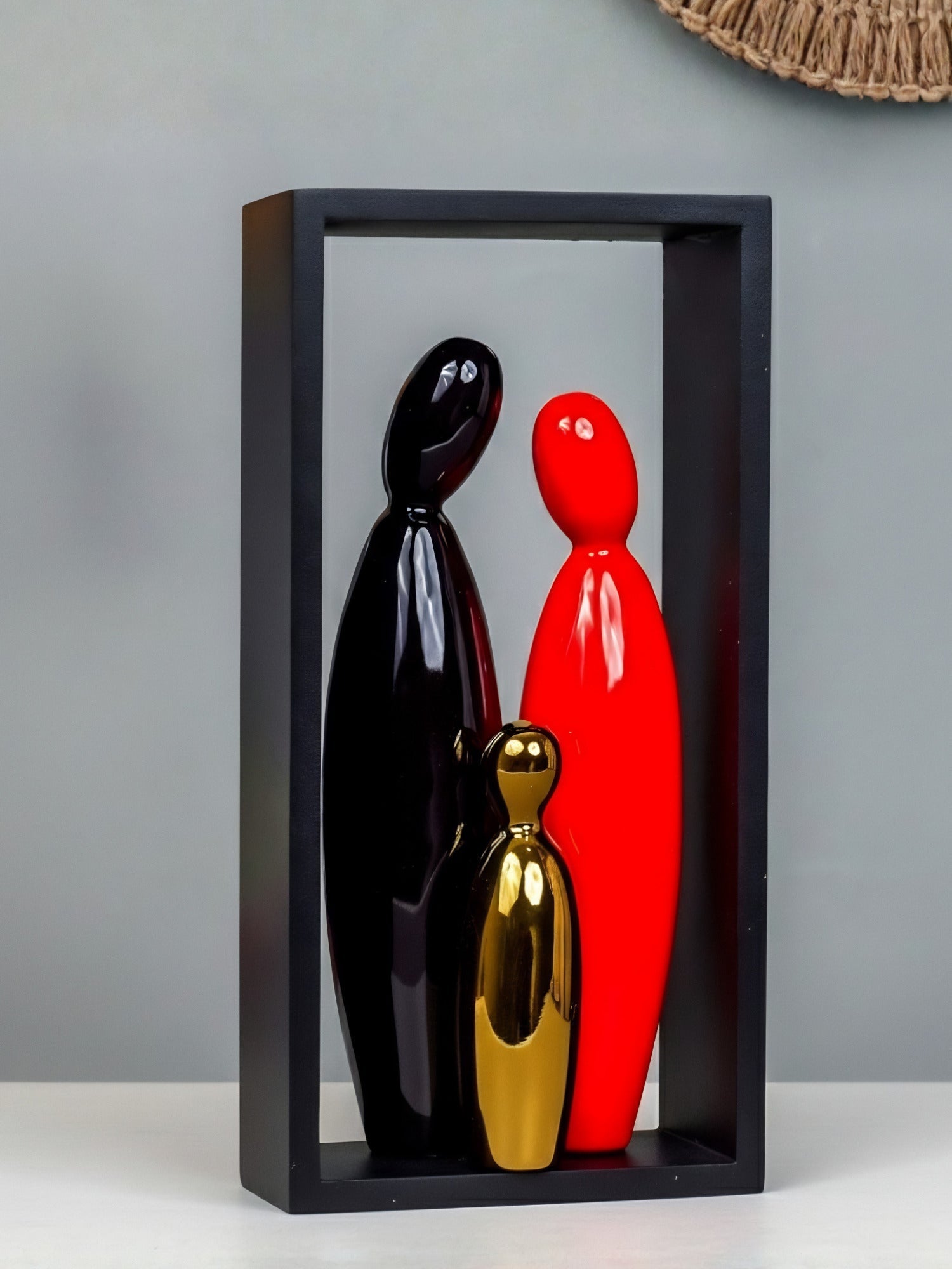 Abstract Family Sculpture with Geometric Frame Secondary image