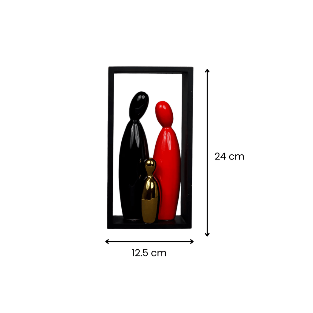 Abstract Family Sculpture with Geometric Frame - The Golden Theory