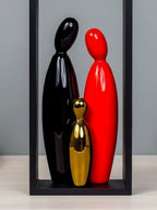 Abstract Family Sculpture with Geometric Frame - The Golden Theory