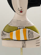 Abstract Woman Sculpture with Orange Striped Fish - The Golden Theory