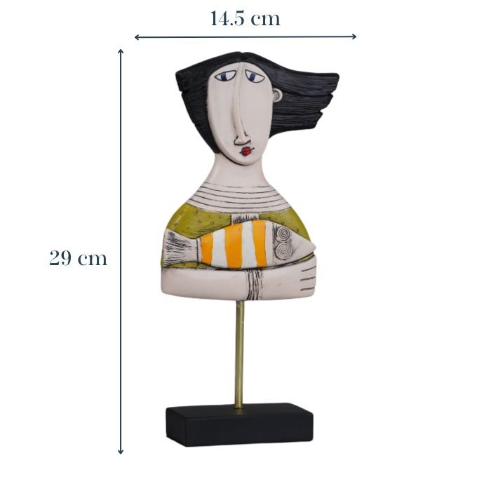 Abstract Woman Sculpture with Orange Striped Fish - The Golden Theory