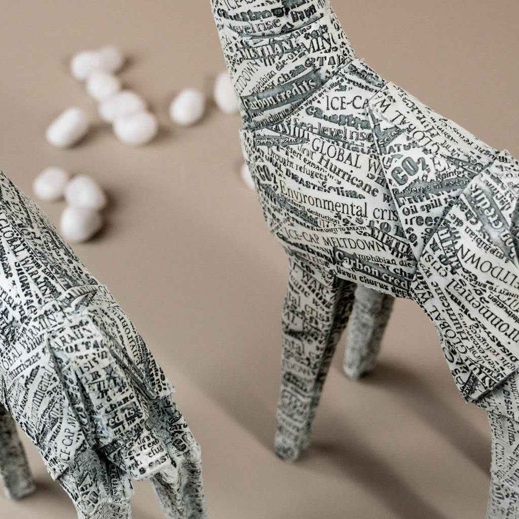 African Giraffe Newsprint Accent | Set of 2 - The Golden Theory