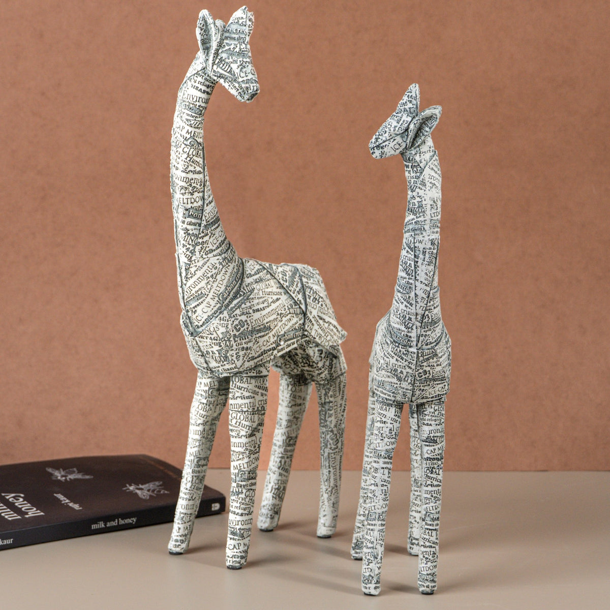 African Giraffe Newsprint Accent | Set of 2 - The Golden Theory Main image