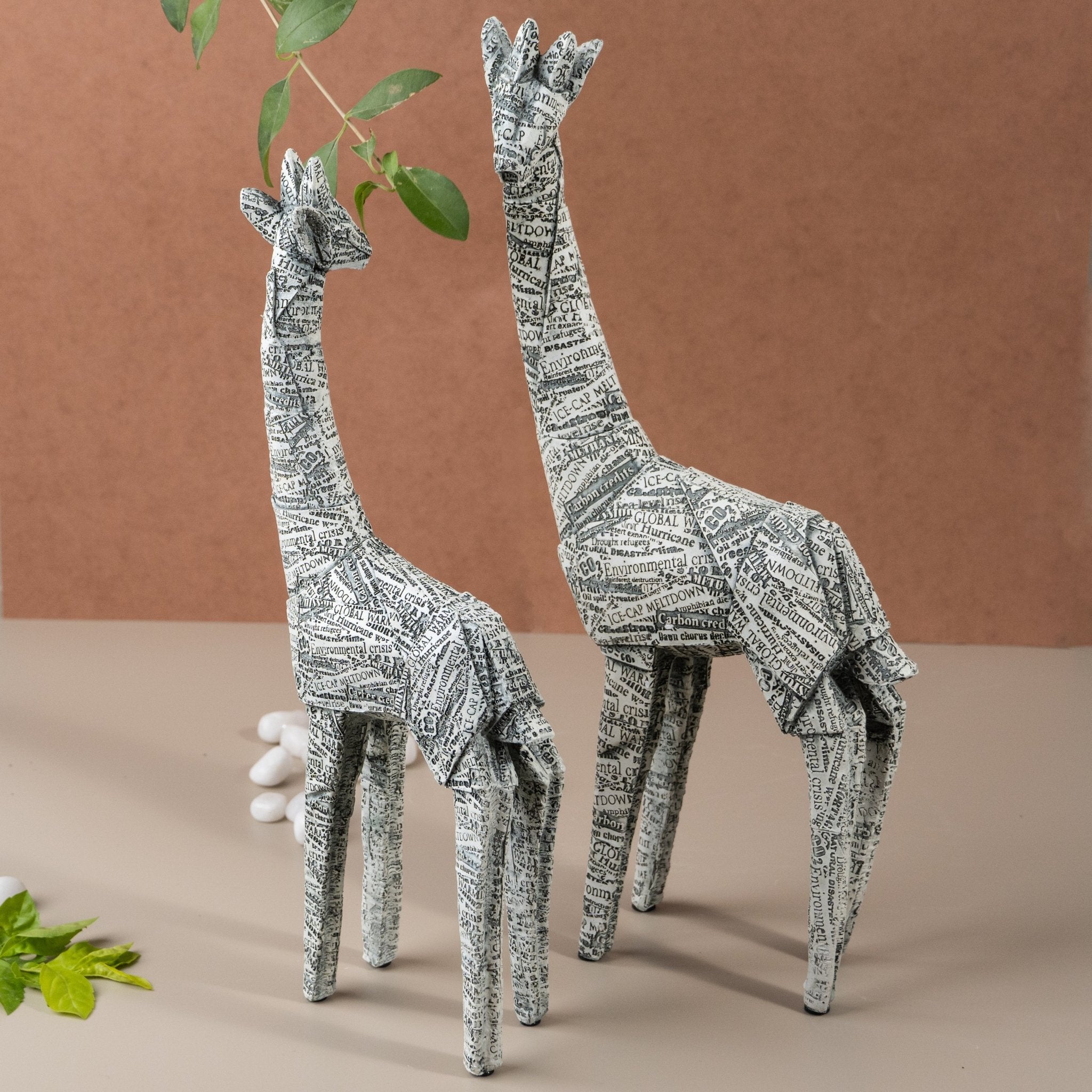 African Giraffe Newsprint Accent | Set of 2 Secondary image