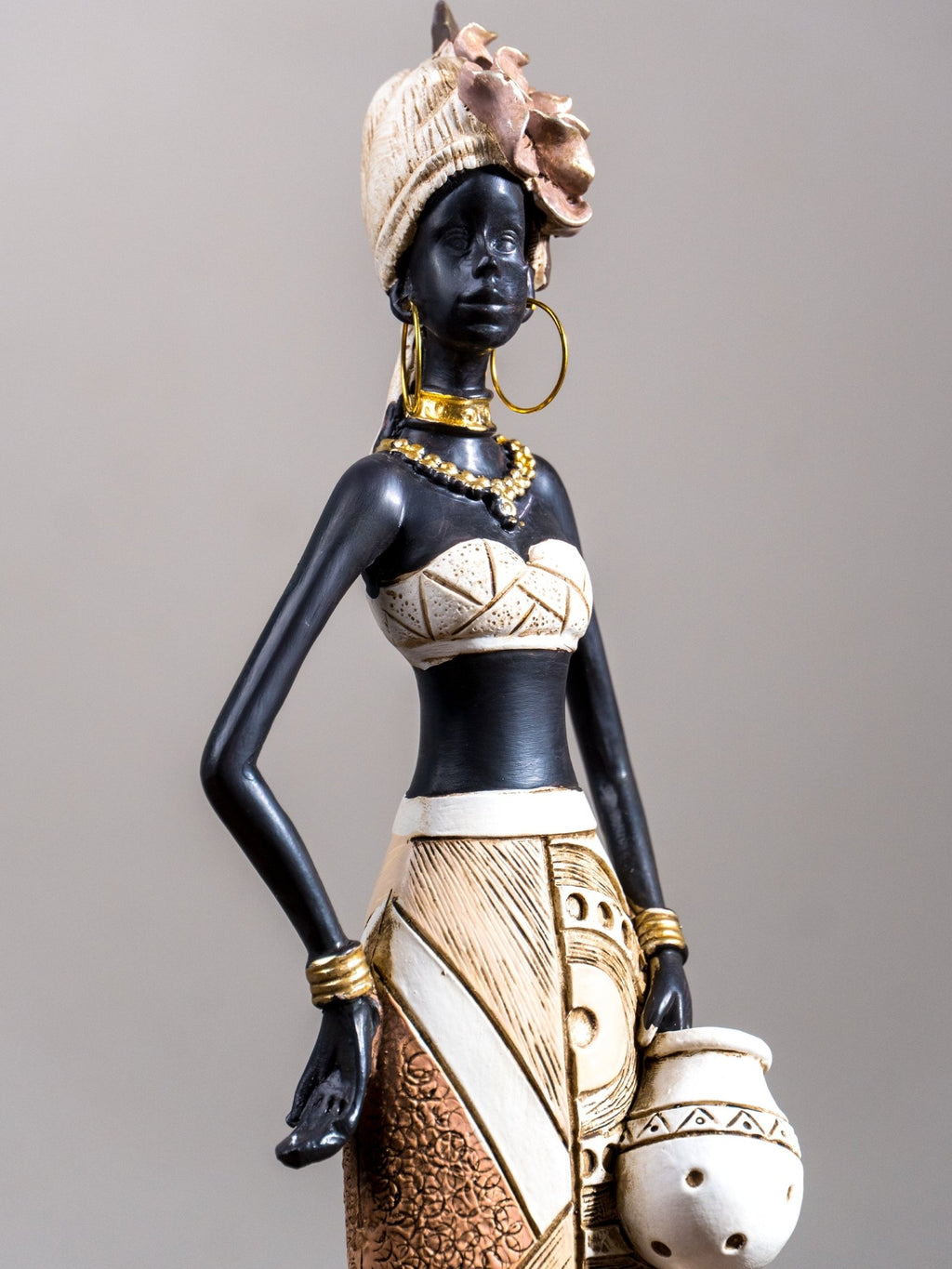 African Tribal Woman Figurine – Vase at Hip Sculpture - The Golden Theory