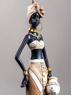African Tribal Woman Figurine – Vase at Hip Sculpture - The Golden Theory