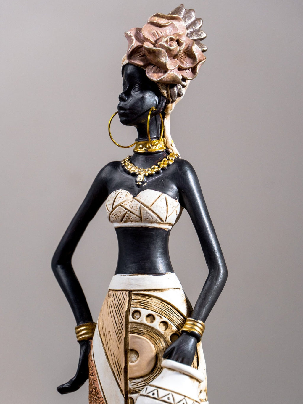 African Tribal Woman Figurine – Vase at Hip Sculpture - The Golden Theory