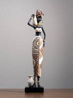 African Tribal Woman Figurine – Vase on Shoulder Sculpture - The Golden Theory
