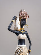 African Tribal Woman Figurine – Vase on Shoulder Sculpture - The Golden Theory