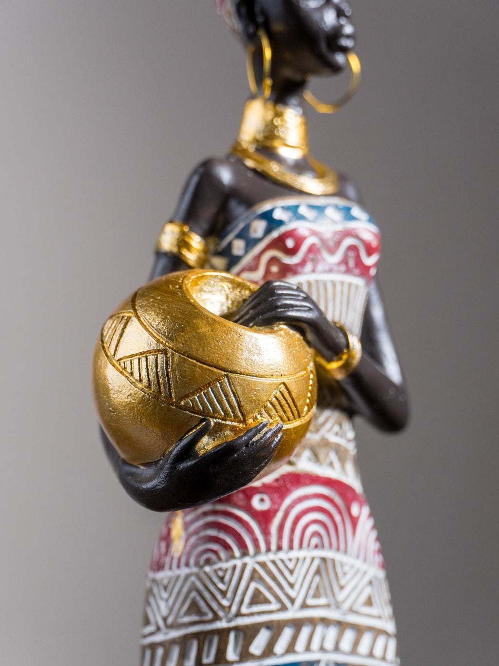 African Tribal Woman Figurine – Water Pot at Waist Sculpture - The Golden Theory
