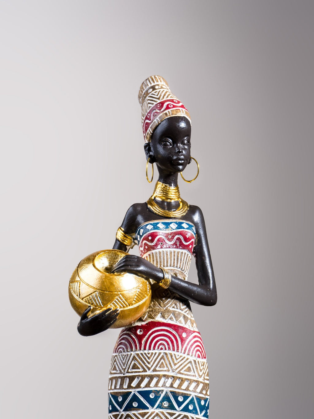 African Tribal Woman Figurine – Water Pot at Waist Sculpture - The Golden Theory