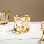 Amber-Colored Sculpted Glasses - Set of 6 - The Golden Theory