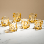Amber-Colored Sculpted Glasses - Set of 6 - The Golden Theory