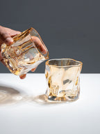 Amber-Colored Sculpted Glasses - Set of 6 - The Golden Theory