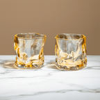 Amber-Colored Sculpted Glasses - Set of 6 - The Golden Theory