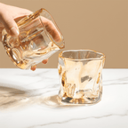 Amber-Colored Sculpted Glasses - Set of 6 - The Golden Theory