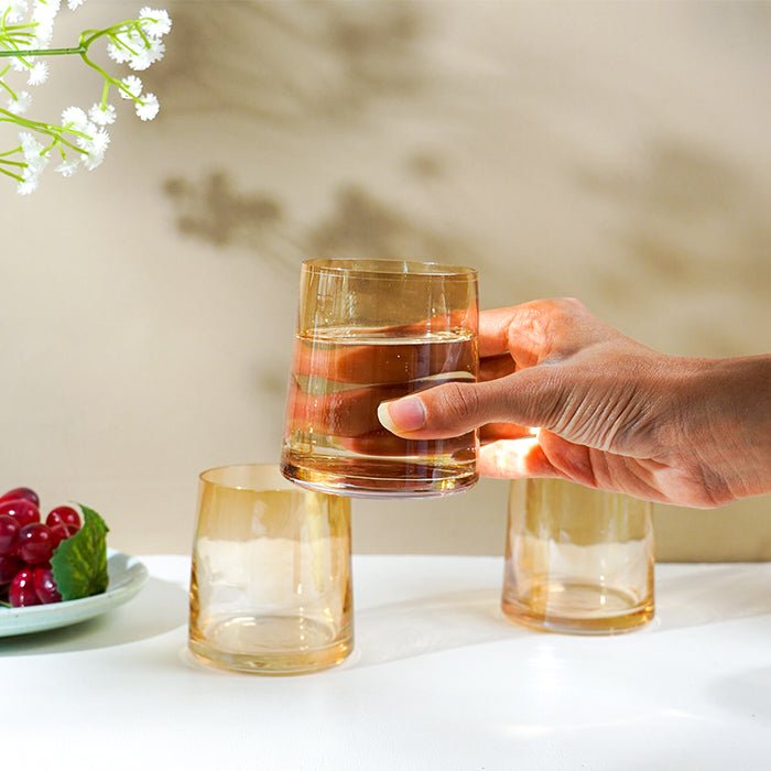 Amber Glass Water Pitcher Set with 6 Glasses - The Golden Theory