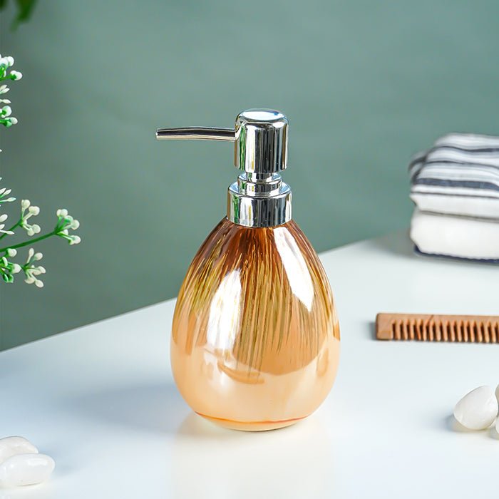 Amber Gold Drip Ceramic Soap Dispenser Secondary image