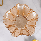Amber Gold Fluted Glass Bowl with Wave Design - The Golden Theory