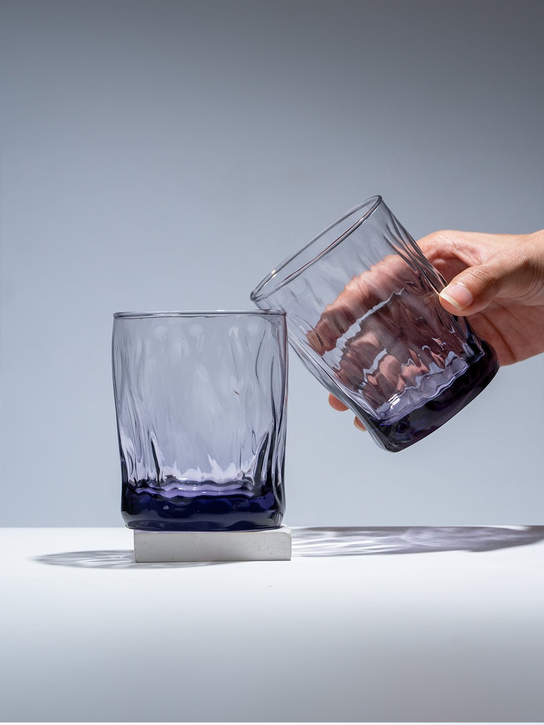 Amethyst Purple Wavy Textured Drinking Glasses - Set of 6 - The Golden Theory