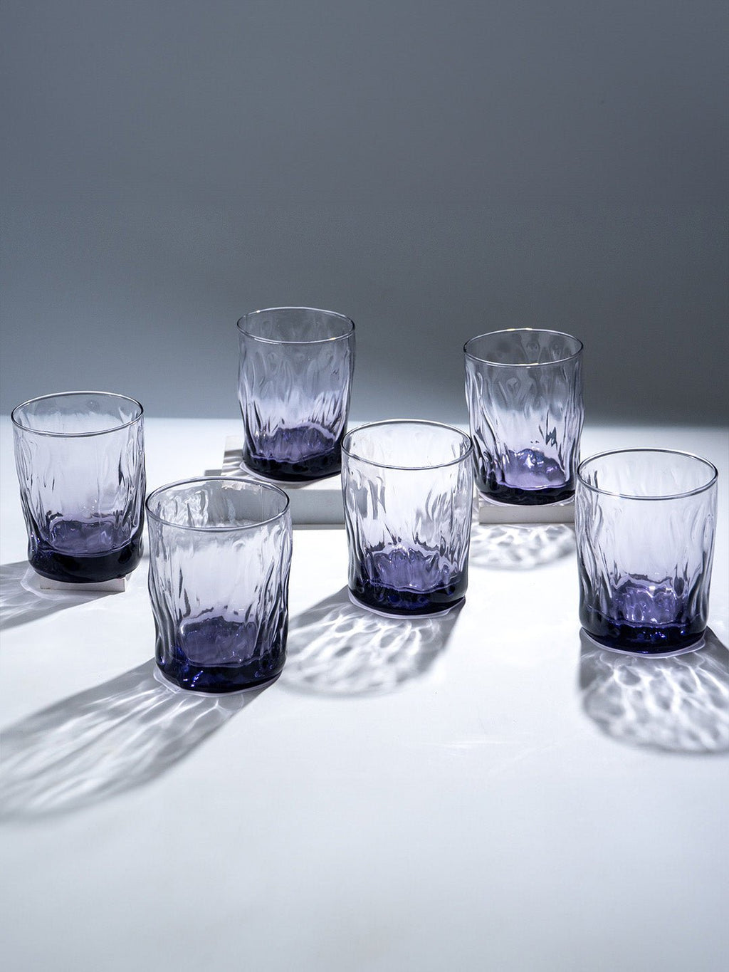 Amethyst Purple Wavy Textured Drinking Glasses - Set of 6 - The Golden Theory