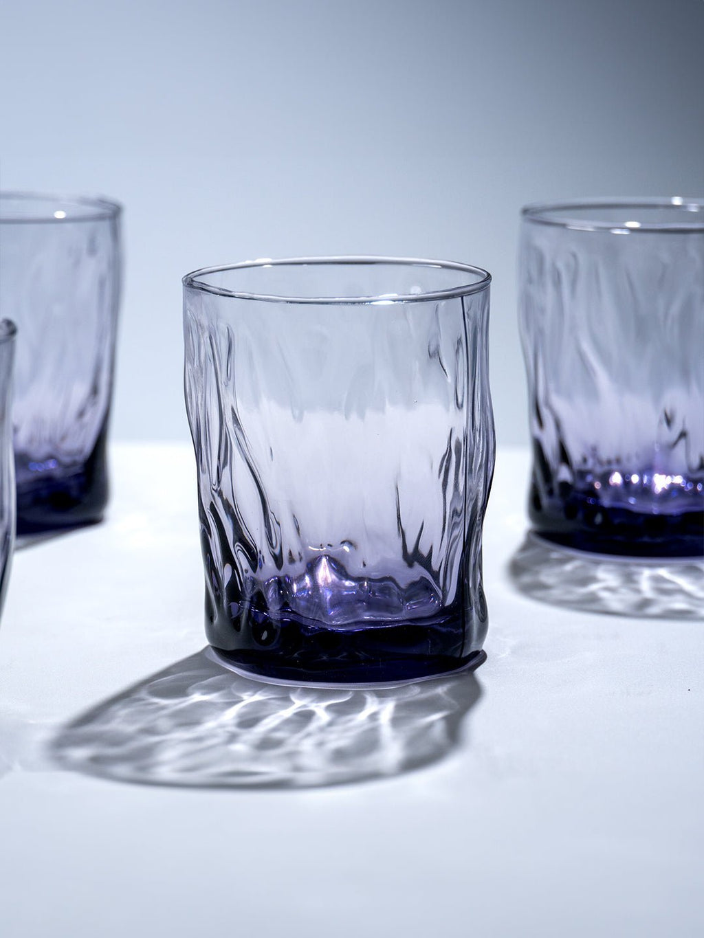 Amethyst Purple Wavy Textured Drinking Glasses - Set of 6 - The Golden Theory